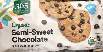 Whole Foods Market, Inc., SEMI-SWEET CHOCOLATE BAKING CHIPS, SEMI-SWEET CHOCOLATE, barcode: 0099482494834, has 0 potentially harmful, 0 questionable, and
    1 added sugar ingredients.