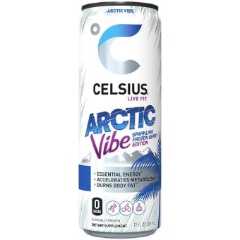 CELSIUS, Celsius Sparkling Arctic Vibe Fitness Drink 12 Fl Oz, barcode: 0889392021417, has 1 potentially harmful, 2 questionable, and
    0 added sugar ingredients.