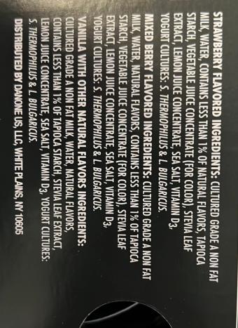 Dannon, Oikos Triple Zero Vanilla, Strawberry, Mixed Berry Yogurt, barcode: 0036632020192, has 0 potentially harmful, 2 questionable, and
    0 added sugar ingredients.