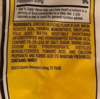 Mission, Mission Super Soft Tortillas 20 ea, barcode: 0073731071212, has 1 potentially harmful, 2 questionable, and
    1 added sugar ingredients.