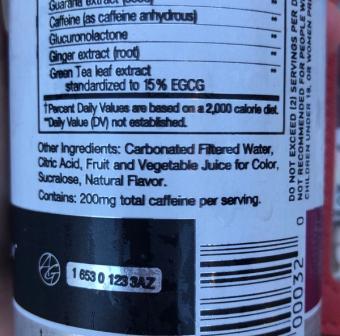 CELSIUS, Celsius Live Fit Sparkling Wild Berry Fitness Drink 12 oz, barcode: 0889392000320, has 1 potentially harmful, 2 questionable, and
    0 added sugar ingredients.