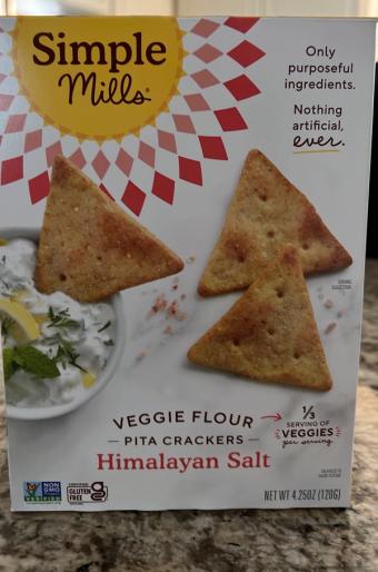Simple Mills , Simple Mills Veggie Pita Himalayan Salt Crackers 4.25 oz, barcode: 0856069005582, has 0 potentially harmful, 1 questionable, and
    0 added sugar ingredients.