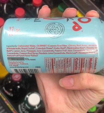 Olipop, Tropical Punch, barcode: 0850027702049, has 0 potentially harmful, 1 questionable, and
2 added sugar ingredients.