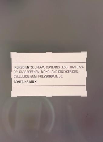 Great Value, Heavy whipping cream, barcode: 0605388187185, has 2 potentially harmful, 2 questionable, and
    0 added sugar ingredients.