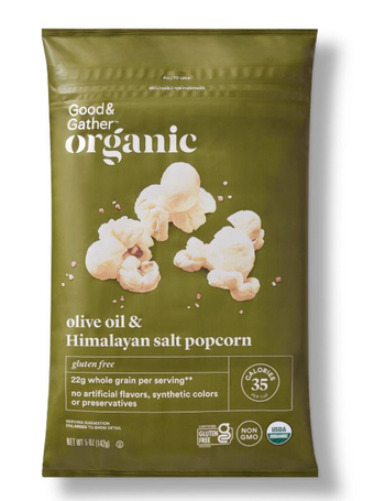 Target Stores, OLIVE OIL & HIMALAYAN SALT POPCORN, OLIVE OIL & HIMALAYAN SALT, barcode: 0085239115268, has 0 potentially harmful, 0 questionable, and
    0 added sugar ingredients.