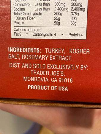 Trader Joe's, Turkey Burgers, barcode: 0000000969376, has 0 potentially harmful, 0 questionable, and
    0 added sugar ingredients.