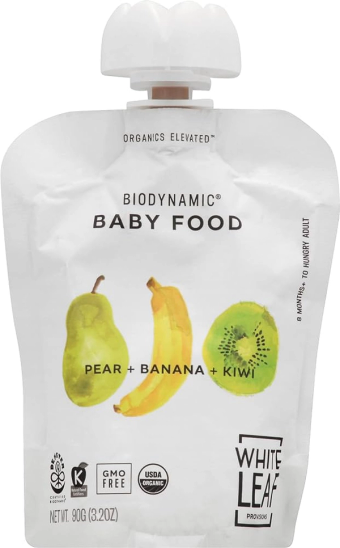 White Leaf Provisions, White Leaf Provisions Biodynamic Pear + Banana + Kiwi Baby Food 3.17 Oz, barcode: 0860206002228, has 0 potentially harmful, 0 questionable, and
    0 added sugar ingredients.