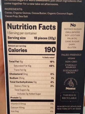Candid, Noons Whole Cacao Crunch Bites - Cacao & Quinoa Crispies, barcode: 0850011583098, has 0 potentially harmful, 0 questionable, and
    1 added sugar ingredients.