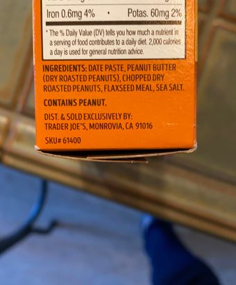 Trader Joe's, These Peanuts go on a Date Bars, barcode: 0000000614009, has 0 potentially harmful, 0 questionable, and
    0 added sugar ingredients.