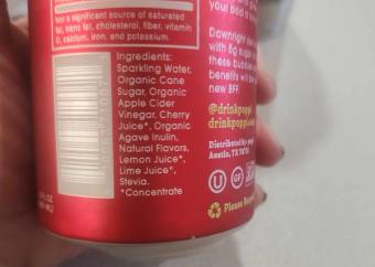 Poppi, Cherry Limeade Poppi, barcode: 0810063710071, has 0 potentially harmful, 2 questionable, and
1 added sugar ingredients.