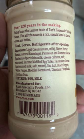 Sovos Brands Intermediate, Inc., ALFREDO SAUCE, ALFREDO, barcode: 0747479001182, has 1 potentially harmful, 2 questionable, and
    0 added sugar ingredients.