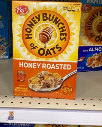 Honey Bunches Of Oats, Honey Bunches Of Oats Honey Roasted Cereal 12 oz, barcode: 0884912359155, has 5 potentially harmful, 1 questionable, and
4 added sugar ingredients.