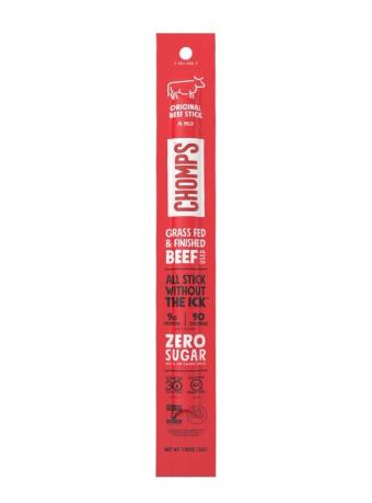 Chomps , ORIGINAL GRASS FED BEEF SNACK STICKS, ORIGINAL, barcode: 0856584004183, has 0 potentially harmful, 1 questionable, and
    0 added sugar ingredients.