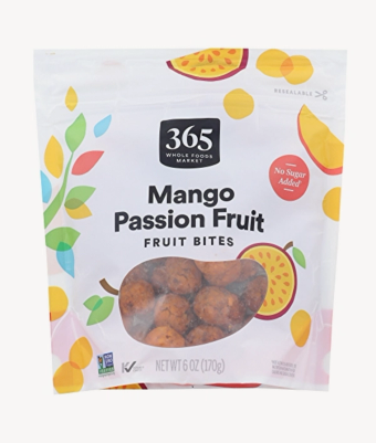 365 Every Value, Mango Passion Fruit Fruit Bites, barcode: 9948250056, has 0 potentially harmful, 0 questionable, and
    1 added sugar ingredients.