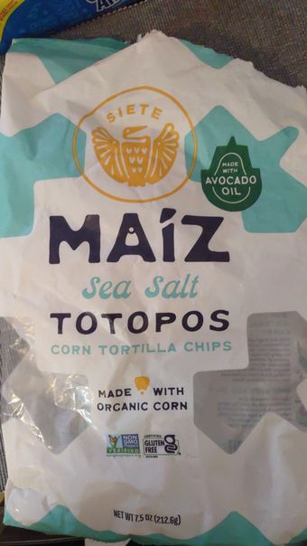 Siete, Maiz Sea Salt Totopos, barcode: 0810091780596, has 0 potentially harmful, 0 questionable, and
    0 added sugar ingredients.