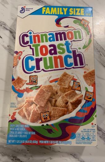Cinnamon Toast Crunch, Cinnamon Toast Crunch Family Size Cereal 18.8 oz, barcode: 0016000171138, has 5 potentially harmful, 2 questionable, and
3 added sugar ingredients.