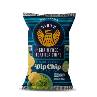Siete, Siete Familia Style Dip Chip Grain Free Tortilla Chips 5 oz, barcode: 0851769007720, has 0 potentially harmful, 0 questionable, and
    0 added sugar ingredients.