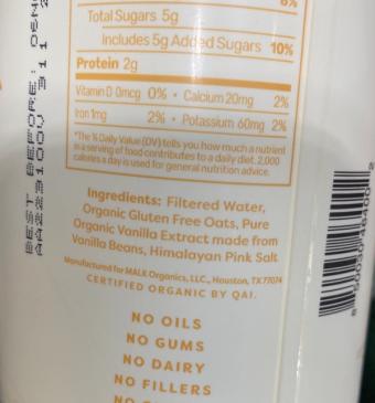 Malk, Malk Vanilla Oat Milk, barcode: 0850030464002, has 0 potentially harmful, 0 questionable, and
    0 added sugar ingredients.