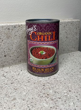 Amy's Kitchen Inc., MEDIUM BLACK BEAN ORGANIC CHILI, MEDIUM BLACK BEAN, barcode: 0042272005307, has 0 potentially harmful, 2 questionable, and
    0 added sugar ingredients.