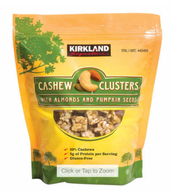 Kirkland Signature, Kirkland Cashew Clusters, barcode: 0096619440498, has 0 potentially harmful, 0 questionable, and
    3 added sugar ingredients.