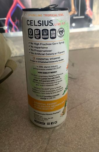 CELSIUS, Celsius Tropical Vibe Sparkling Starfruit Pineapple Edition Energy Drink 12 Fl Oz, barcode: 0889392021394, has 1 potentially harmful, 2 questionable, and
    0 added sugar ingredients.