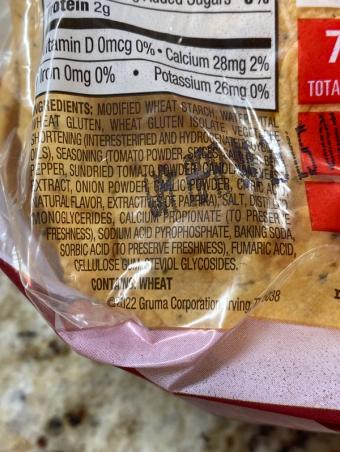 Mission Foods Inc , Mission Zero Carb Sundried Tomato Basil Tortillas , barcode: 0073731071588, has 3 potentially harmful, 5 questionable, and
0 added sugar ingredients.