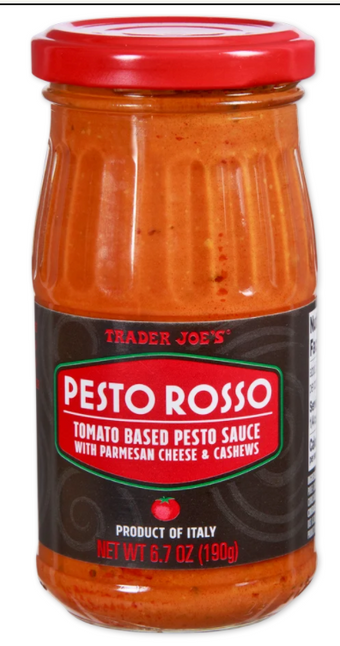Trader Joe's, Trader Joe's Pesto Rosso, barcode: 0000000681353, has 0 potentially harmful, 3 questionable, and
    0 added sugar ingredients.