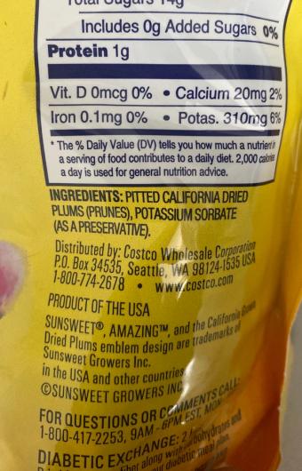Costco Companies Inc., DRIED PLUMS, barcode: 0096619983582, has 0 potentially harmful, 0 questionable, and
    0 added sugar ingredients.