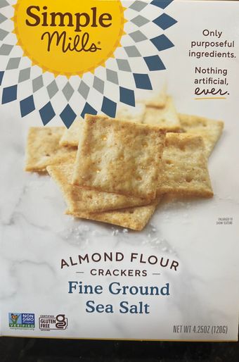 Simple Mills , FINE GROUND SEA SALT ALMOND FLOUR CRACKERS, FINE GROUND SEA SALT, barcode: 0856069005131, has 0 potentially harmful, 1 questionable, and
    0 added sugar ingredients.