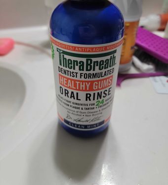 Therabreath, TheraBreath Healthy Gums Clean Mint Oral Rinse 16 fl oz, barcode: 0697029421437, has 2 potentially harmful, 0 questionable, and
    0 added sugar ingredients.