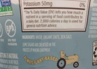 Califia Farms, Organic oatmilk, barcode: 0813636023349, has 0 potentially harmful, 0 questionable, and
    0 added sugar ingredients.
