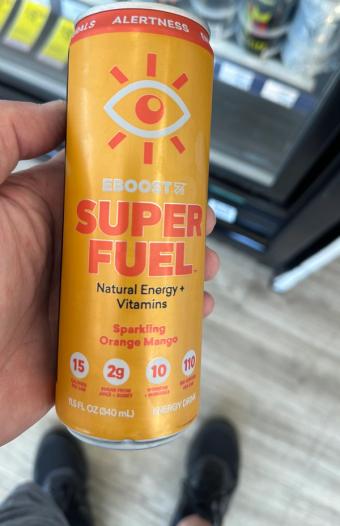 Eboost, Eboost Super Fuel Sparkling Orange Mango Energy Drink 11.5 fl oz, barcode: 0856541002832, has 0 potentially harmful, 3 questionable, and
    1 added sugar ingredients.