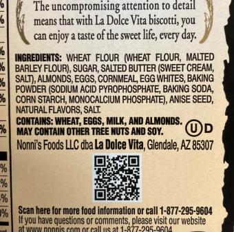 La Dolce Vita, La Dolce Vita Classic Italian Biscotti, barcode: 0601408305010, has 1 potentially harmful, 3 questionable, and
    1 added sugar ingredients.
