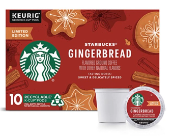 Keurig, Starbucks Flavored Coffee K-Cup Pods, Gingerbread, barcode: 762111442215, has 1 potentially harmful, 0 questionable, and
    0 added sugar ingredients.