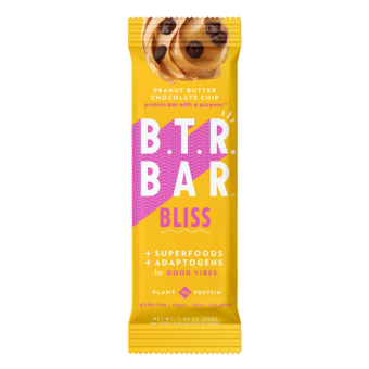 B.T.R Bar, Peanut Butter Chocolate Chip BLISS, barcode: 860003966983, has 0 potentially harmful, 1 questionable, and
    1 added sugar ingredients.