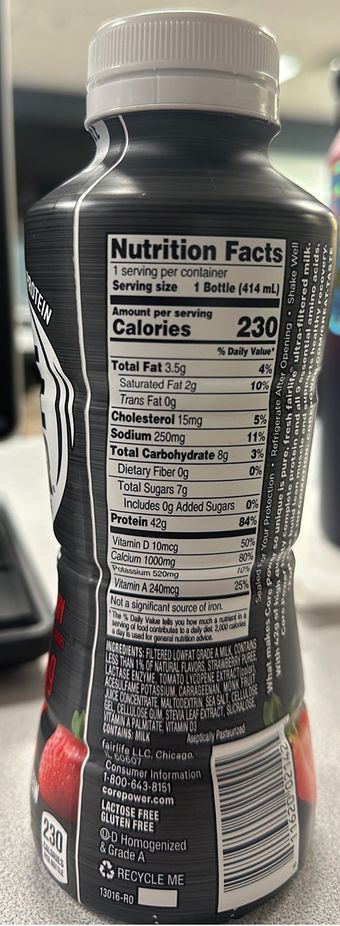 Fair Oaks Farms Brands, Inc., STRAWBERRY FLAVORED ELITE HIGH PROTEIN MILK SHAKE, STRAWBERRY, barcode: 0811620021425, has 6 potentially harmful, 2 questionable, and
1 added sugar ingredients.