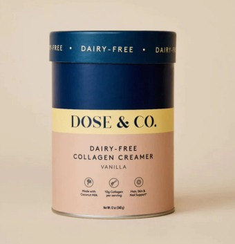 Dose & Co., Vanilla Dairy-Free Collagen Creamer , barcode: 0810005412643, has 1 potentially harmful, 1 questionable, and
    0 added sugar ingredients.