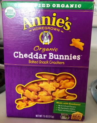 General Mills, Inc., ORGANIC CHEDDAR BAKED SNACK CRACKERS, CHEDDAR, barcode: 0013562302154, has 1 potentially harmful, 2 questionable, and
    0 added sugar ingredients.