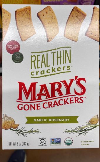 Mary's Gone Crackers, REAL THIN CRACKERS, SEA SALT, barcode: 0853665005695, has 0 potentially harmful, 3 questionable, and
    2 added sugar ingredients.