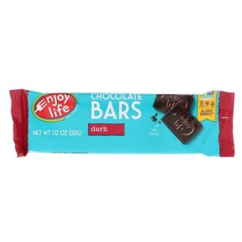Enjoy Life Natural Brands, Llc, DARK CHOCOLATE BARS, DARK, barcode: 0853522000726, has 0 potentially harmful, 0 questionable, and
    1 added sugar ingredients.