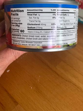 Kirkland Signature, Kirkland Chicken Breast Premium Chunk, barcode: 0096619488827, has 1 potentially harmful, 2 questionable, and
0 added sugar ingredients.