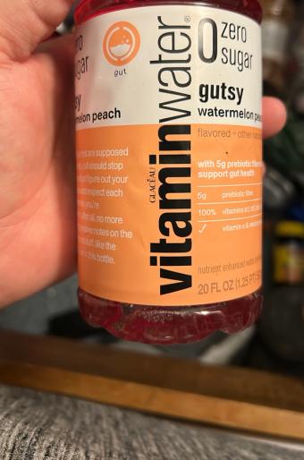 Vitaminwater, Vitaminwater Zero Sugar Gutsy Watermelon Peach Water Beverage 20 Oz, barcode: 0786162410740, has 1 potentially harmful, 6 questionable, and
0 added sugar ingredients.