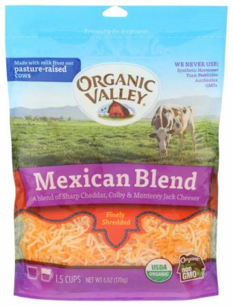 Organic Valley, ORGANIC VALLEY, FINELY SHREDDED MEXICAN BLEND CHEESE, barcode: 093966002270, has 1 potentially harmful, 1 questionable, and
    0 added sugar ingredients.