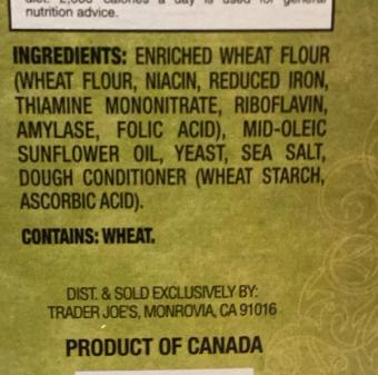 Trader Joe's, Pita bite crackers, barcode: 0000000907019, has 0 potentially harmful, 2 questionable, and
    0 added sugar ingredients.