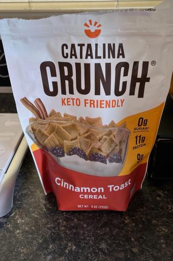 Catalina Crunch , Catalina Crunch Keto Friendly Cinnamon Toast Cereal 9 oz, barcode: 0860479001522, has 0 potentially harmful, 5 questionable, and
    1 added sugar ingredients.