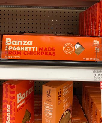 Banza Llc, SPAGHETTI, barcode: 0857183005120, has 0 potentially harmful, 1 questionable, and
    0 added sugar ingredients.