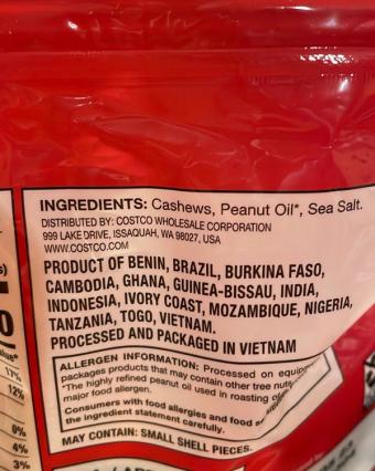 Kirkland, Fancy Whole Cashews with Sea Salt, barcode: 0096619142453, has 0 potentially harmful, 1 questionable, and
    0 added sugar ingredients.