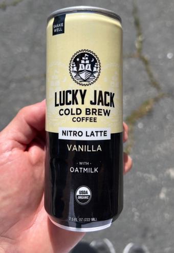 Lucky Jack, Llc, Vanilla Nitro Latte With Oatmilk Cold Brew Coffee, Vanilla, barcode: 0855346005536, has 0 potentially harmful, 5 questionable, and
    2 added sugar ingredients.