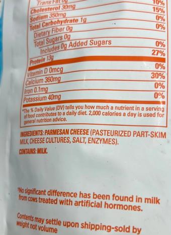 Whisps, Parmesan cheese crisps, barcode: 0810030720768, has 0 potentially harmful, 0 questionable, and
    0 added sugar ingredients.