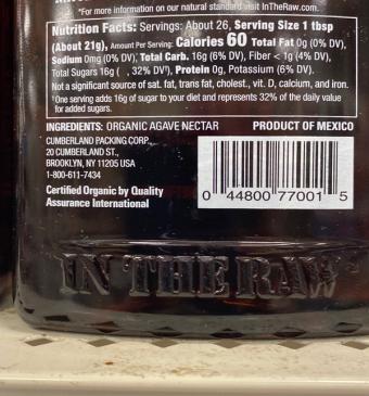In The Raw, Organic Agave Nectar, barcode: 0044800770015, has 0 potentially harmful, 0 questionable, and
    1 added sugar ingredients.